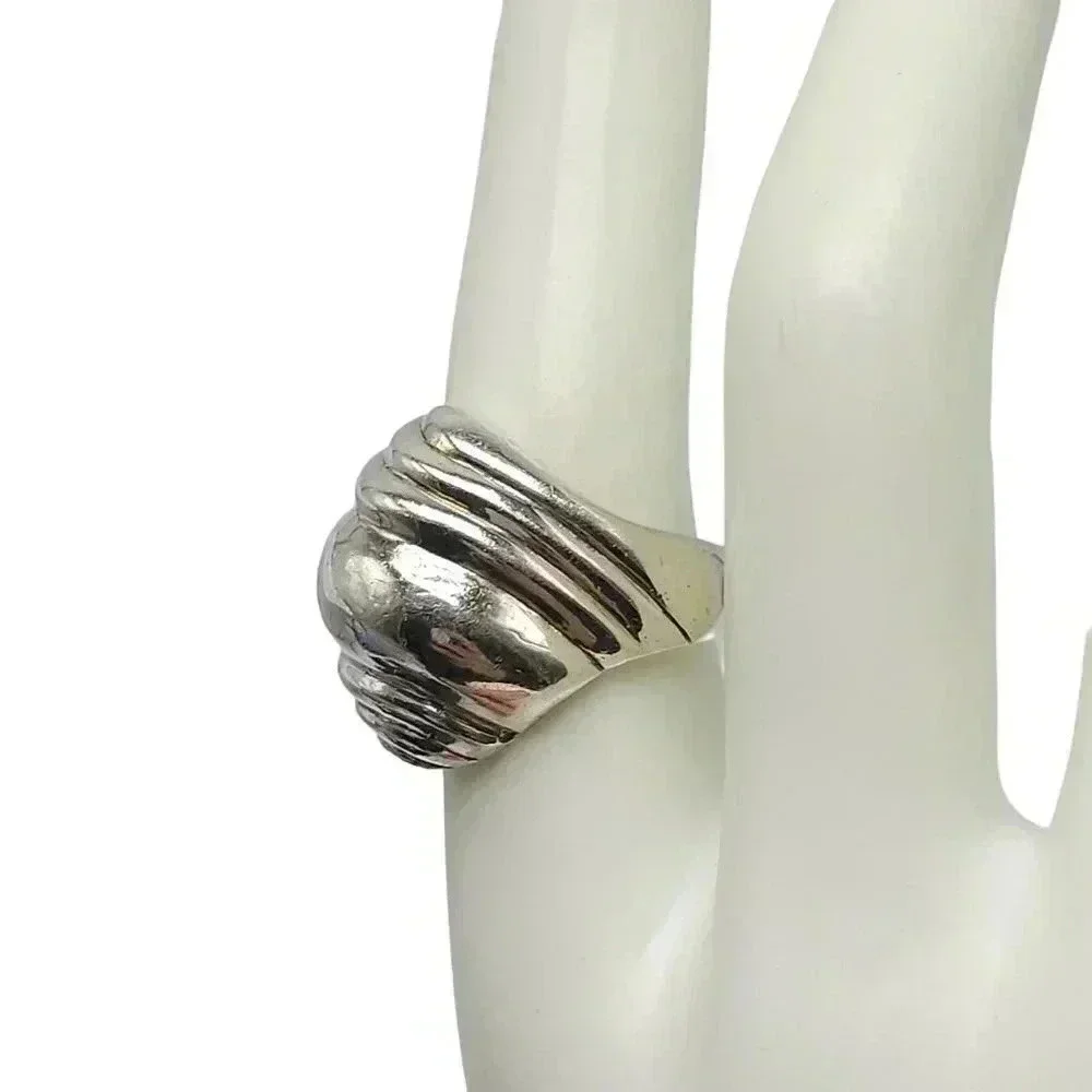Vintage Modernist Sleek Puffy Sterling Silver Ring 7.75 Vintage